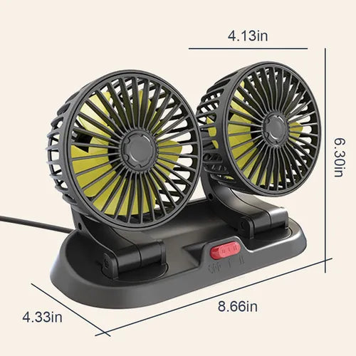 VENTILADOR DOBLE PARA AUTO 360°