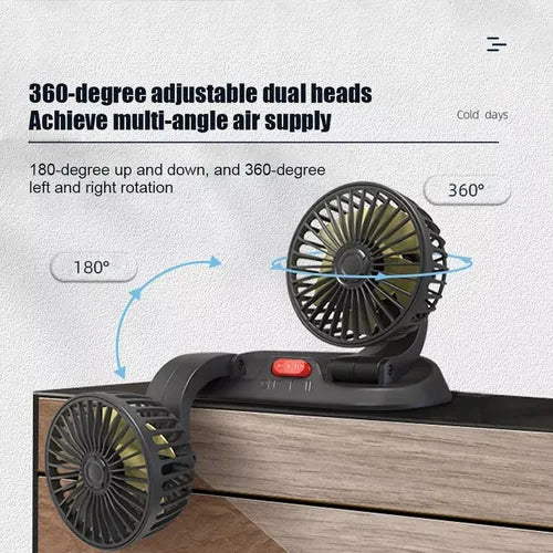 VENTILADOR DOBLE PARA AUTO 360°
